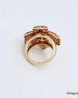 Floraler Ring mit Brillant und Rubin Besatz in 750/18K Rosegold Gr. 55