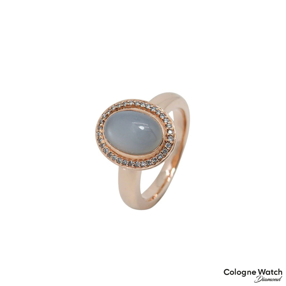 Ring mit Brillant und Mondstein Besatz in 585/14K Rosegold Gr. 52