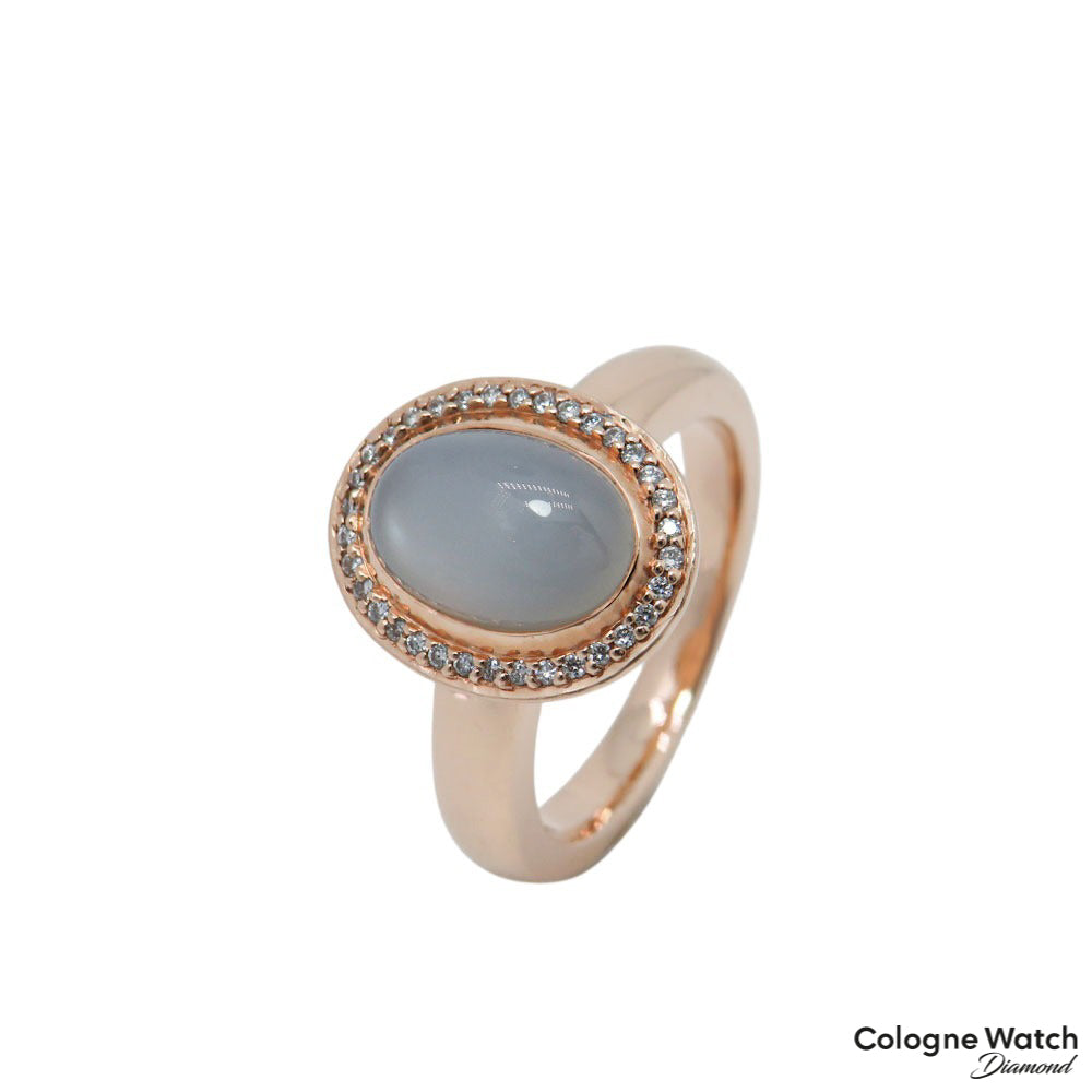 Ring mit Brillant und Mondstein Besatz in 585/14K Rosegold Gr. 52