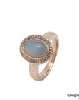 Ring mit Brillant und Mondstein Besatz in 585/14K Rosegold Gr. 52