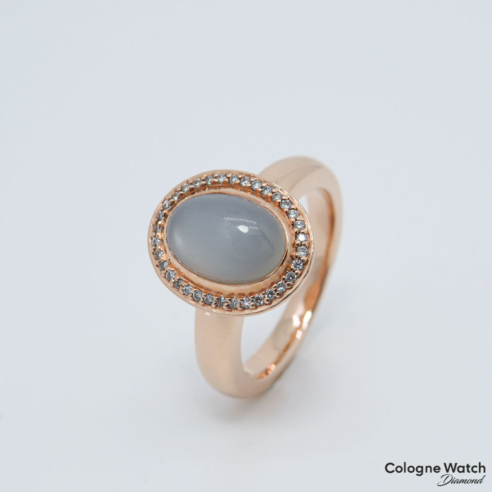 Ring mit Brillant und Mondstein Besatz in 585/14K Rosegold Gr. 52