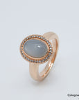 Ring mit Brillant und Mondstein Besatz in 585/14K Rosegold Gr. 52