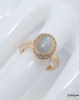 Ring mit Brillant und Mondstein Besatz in 585/14K Rosegold Gr. 52