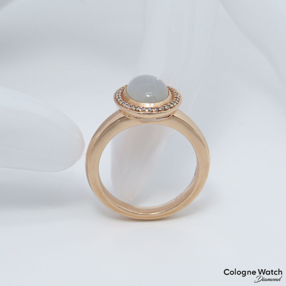 Ring mit Brillant und Mondstein Besatz in 585/14K Rosegold Gr. 52