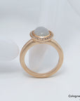 Ring mit Brillant und Mondstein Besatz in 585/14K Rosegold Gr. 52